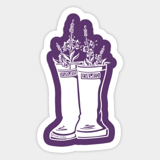 Fireweed White Lineart Rain Boots Sticker